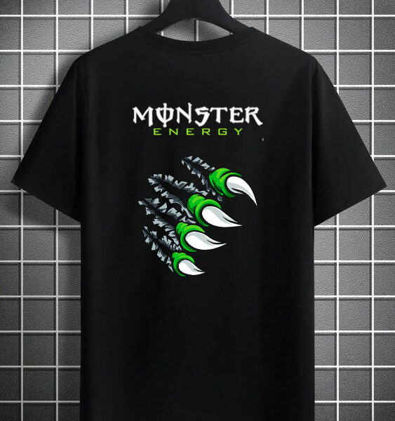 Playera negra cuello redondo con estampado de Monster Energy
