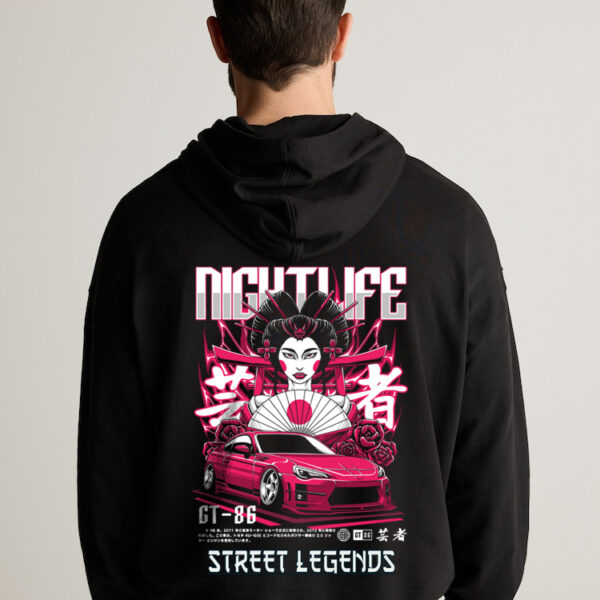 Sudadera / Hoodie  color Ngegro con estampado de Night Life Street Legends.
