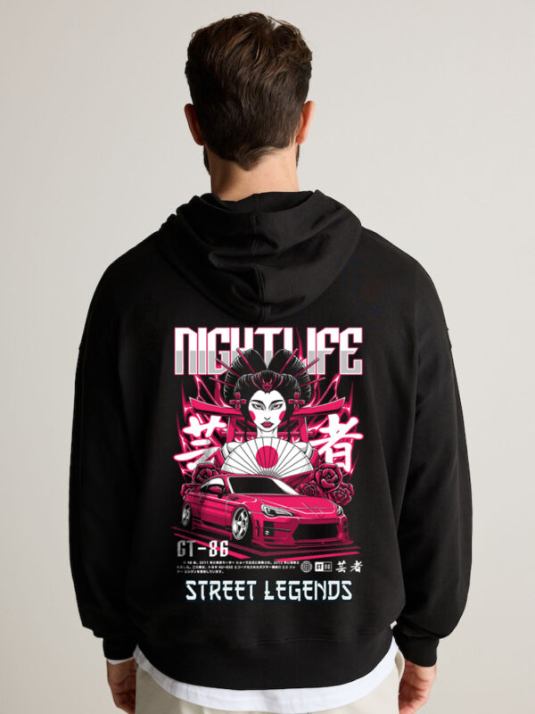 Sudadera / Hoodie  color Ngegro con estampado de Night Life Street Legends.