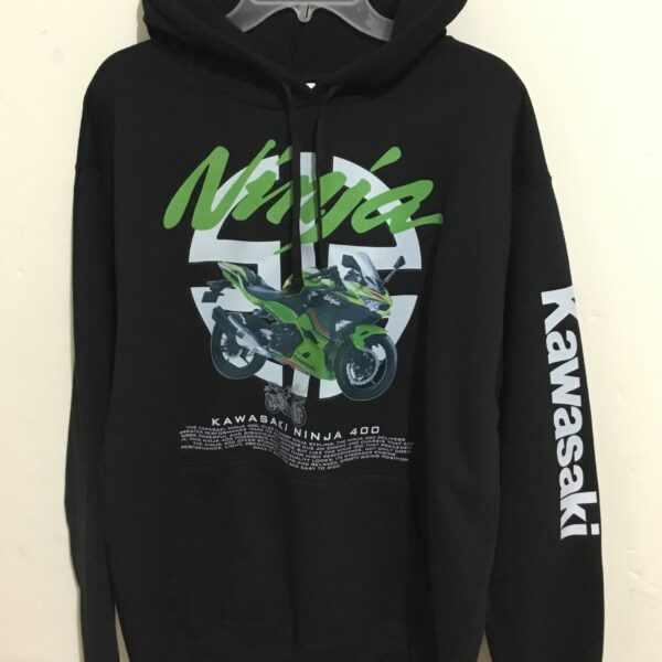 Sudadera / Hoodie  color Ngegro con estampado de Moto Ninja Kawasaki