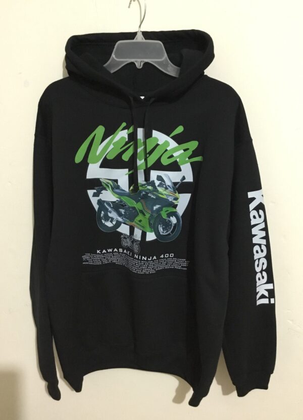 Sudadera / Hoodie  color Ngegro con estampado de Moto Ninja Kawasaki
