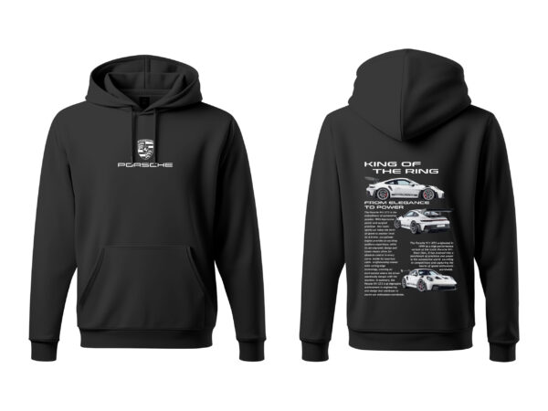 Sudadera / Hoodie  color Ngegro con estampado de Auto Porsche.